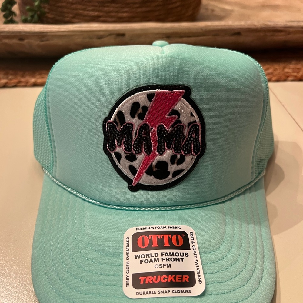 OTTO Aqua/Mint Green Trucker Hat with 'Mama' Patch